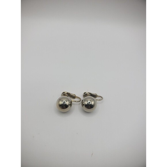 Vintage Earrings Clip On Gold Tone Ball Round Stud Jewelry Costume - Picture 9 of 14